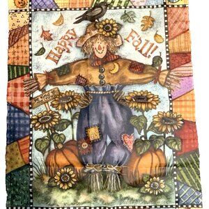 Hummingbird Haven Fall/Autumn Garden Flag 28" x 36" Scarecrow Pumpkin